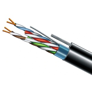 Cat. 5e F/UTP PE 4х2х24 AWG + S. M. трос (к)(72113) бухта 500м. Кабель вита пара ЗЗКМ (FTP мідь вуличний із тросом) 99-00006843 фото