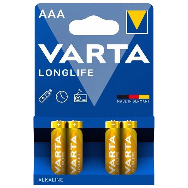 VARTA LONGLIFE AAA BLI 4 ALKALINE Батарейка 99-00009616 фото