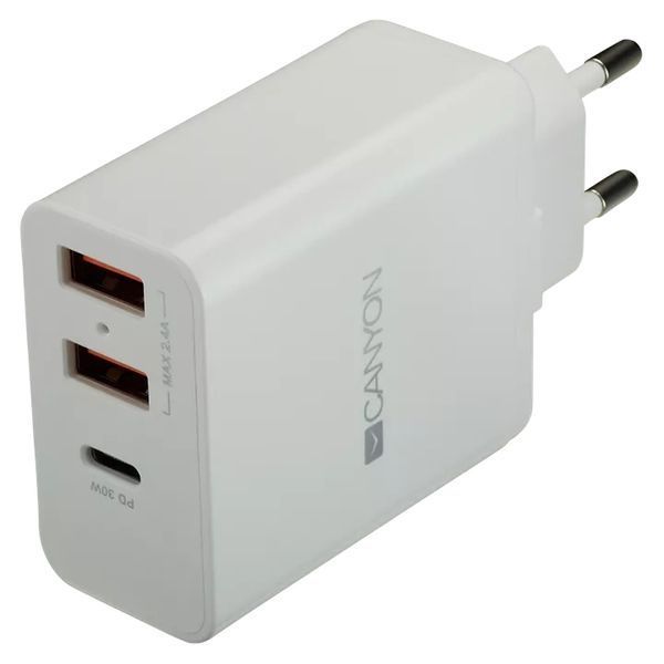 Canyon&nbsp;H-08&nbsp;white&nbsp;(QC/PD&nbsp;30W) Мережевий зарядний пристрiй 99-00012587 фото