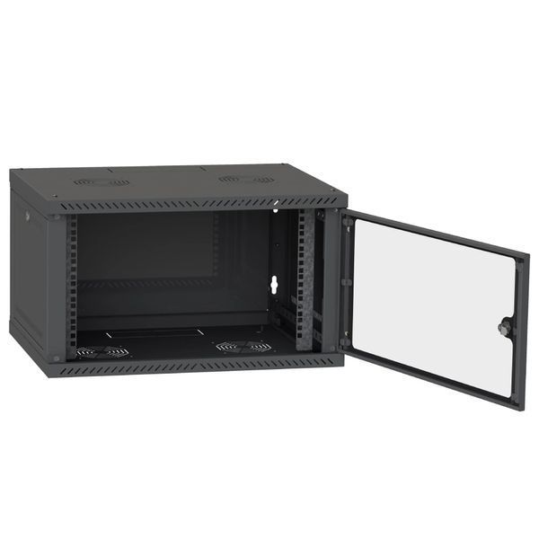 IPCOM 6U 600x600 Шафа телекомунікаційна двері скло (чорна) 99-00017723 фото
