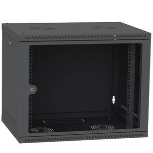 IPCOM 9U 600x450 Шафа телекомунікаційна двері скло (чорна) 99-00017725 фото