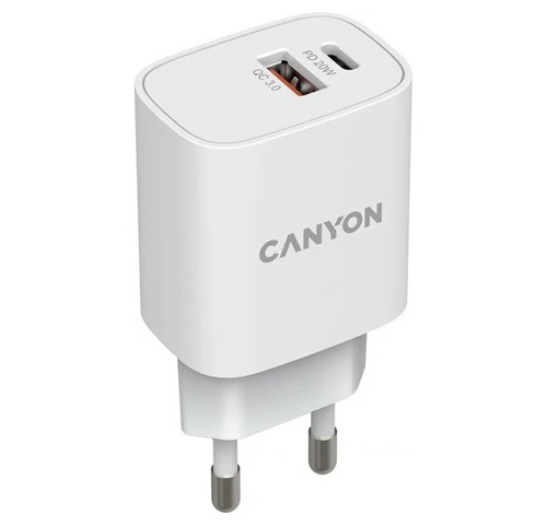 Canyon H-08 white (QC18W/PD 20W) Сетевое зарядное устройство 99-00012591 фото