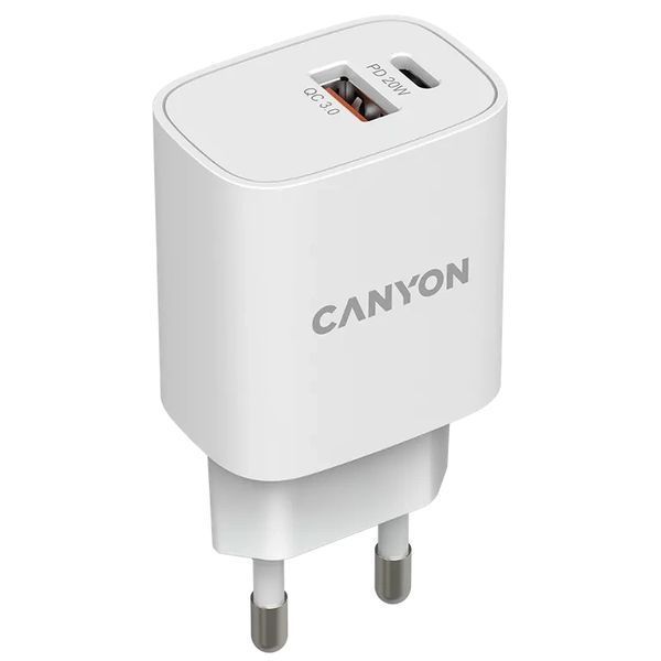 Canyon H-08 white (QC18W/PD 20W) Мережевий зарядний пристрiй 99-00012591 фото