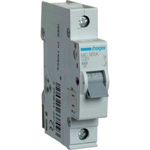 Hager In=20А «C» 6kA MC120A Автоматичний вимикач 99-00010964 фото