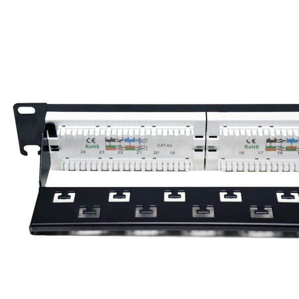 L&W ELECTRONICAL LW-PP74 Патч-панель 19" 24xRJ-45 UTP, кат. 6a, із заднім організатором з пластиковими шторками, LW 99-00006946 фото