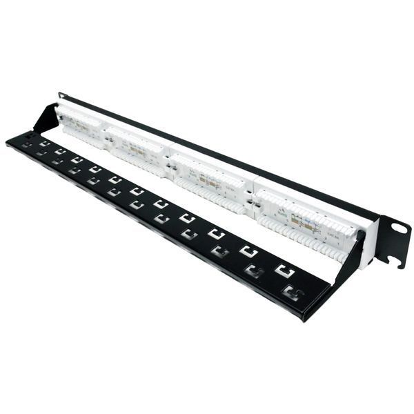 L&W ELECTRONICAL LW-PP74 Патч-панель 19" 24xRJ-45 UTP, кат. 6a, із заднім організатором з пластиковими шторками, LW 99-00006946 фото
